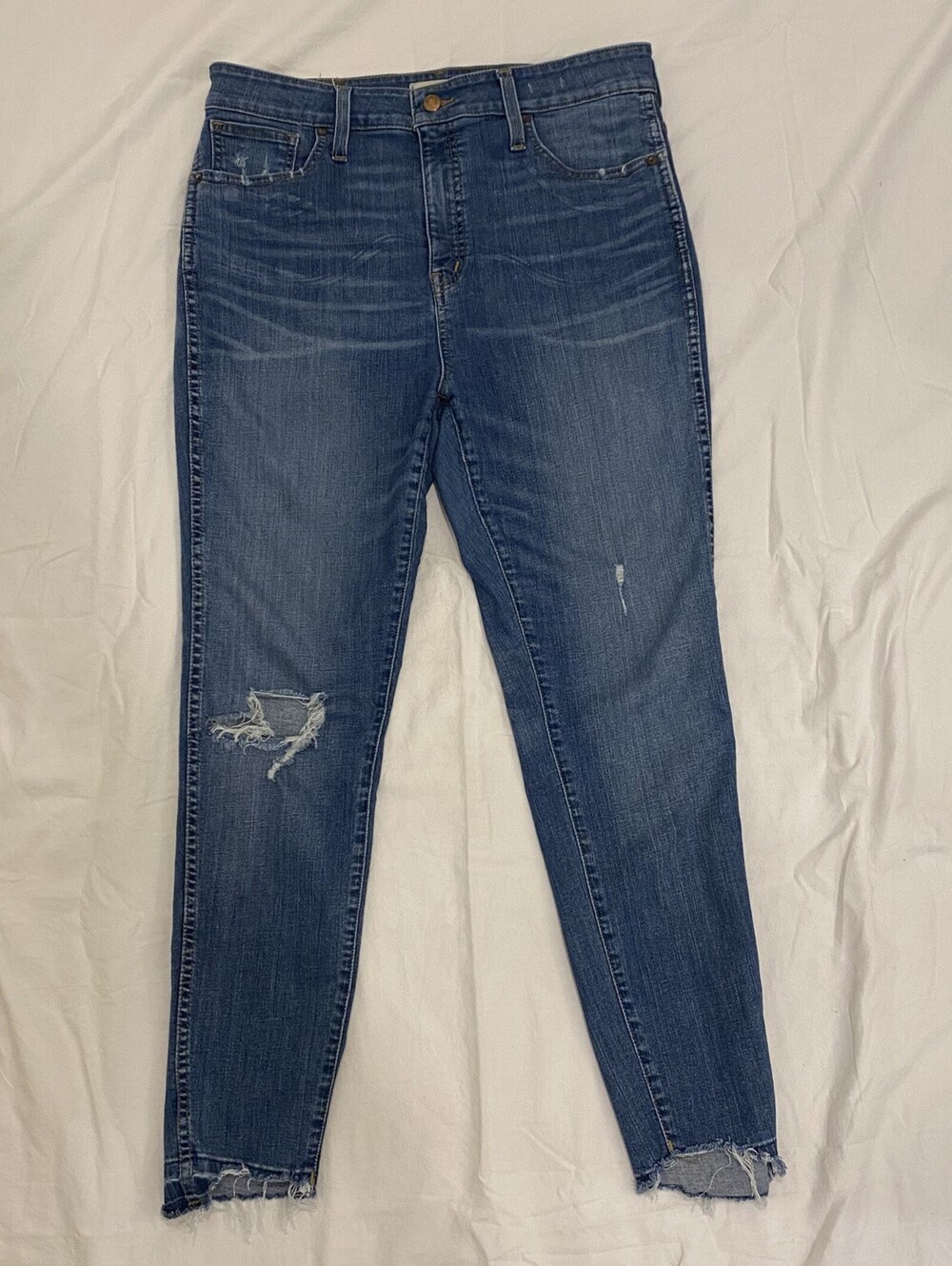 Madewell Jeans Womens Size 32 Curvy High Rise Skinny Distressed